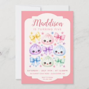 Invitación Cumpleaños de niña Squish linda Kawaii albóndiga