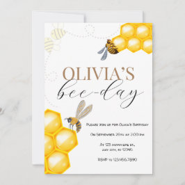 Invitación Cumpleaños de niña tema abeja cualquier edad
