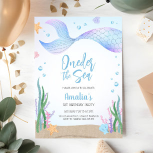 Invitación Cumpleaños de niña tema de sirena bajo el mar océa