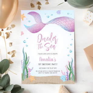 Invitación Cumpleaños de niña tema de sirena bajo el mar océa