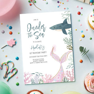 Invitación Cumpleaños de niña tema de sirena bajo el mar océa