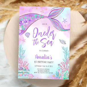 Invitación Cumpleaños de niña tema de sirena bajo el mar océa