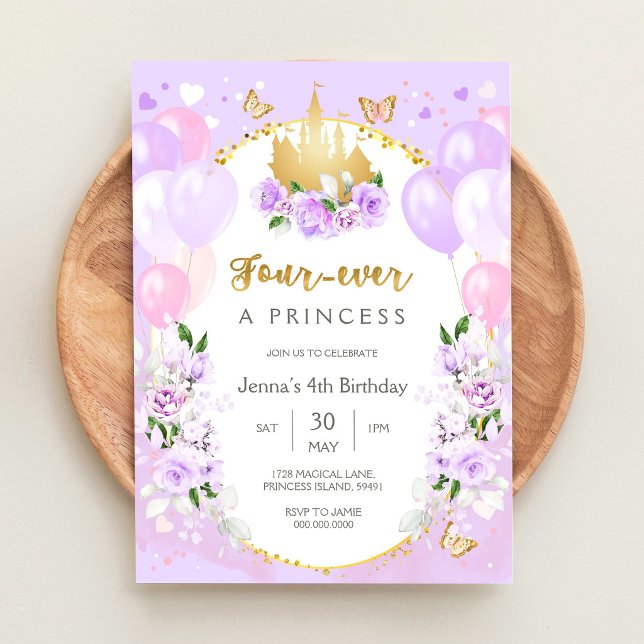 Invitación Cumpleaños de niña tema Princesa Real para siempre (Subido por el creador)