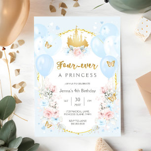 Invitación Cumpleaños de niña tema Princesa Real para siempre