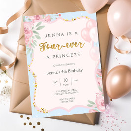 Invitación Cumpleaños de niña tema Princesa Real para siempre