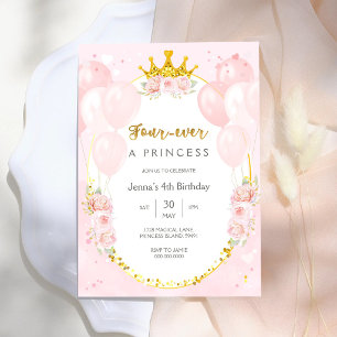 Invitación Cumpleaños de niña tema Real Princesa para siempre
