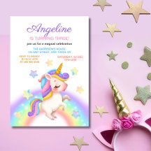 Cumpleaños de niña unicornio estrellas arcoíris de