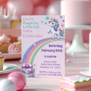 Invitación Cumpleaños de Niña Unicornio Mágico Colorido