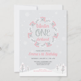 Invitación Cumpleaños de niña Winter Onederland 1er cumpleaño
