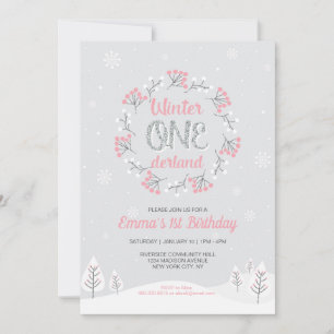 Invitación Cumpleaños de niña Winter Onederland 1er cumpleaño