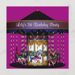 Invitación Cumpleaños de niñas con caballitos de carrusel 7 a