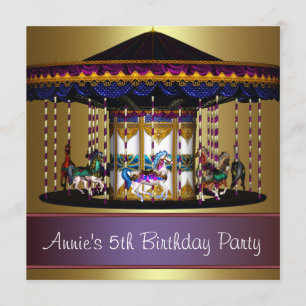 Invitación Cumpleaños de niñas con caballos de carrusel 5