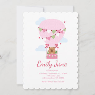 Invitación Cumpleaños de niñas con capibara rosa y osito de p