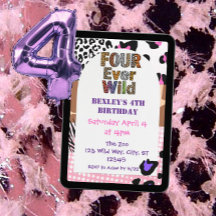 Cumpleaños de niñas con estampado de animales Four