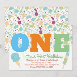 Invitación Cumpleaños de niñas con sprinkles de helado pastel