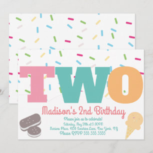 Invitación Cumpleaños de niñas con sprinkles de helado pastel