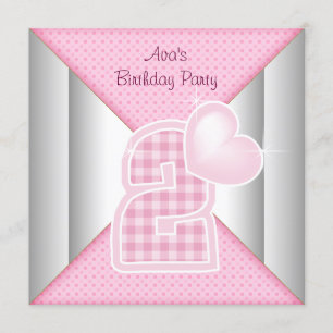 Invitación Cumpleaños de niñas corazón magdalena rosa 2do
