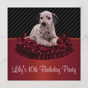 Invitación Cumpleaños de niñas de 10 años con cachorros dálma