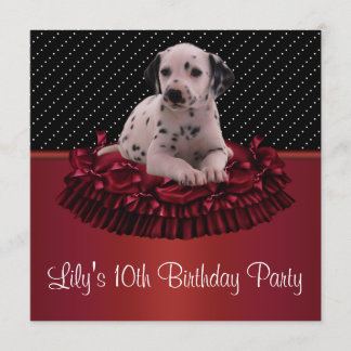 Invitación Cumpleaños de niñas de 10 años con cachorros dálma