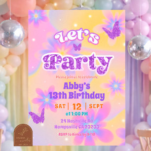 Invitación Cumpleaños de niñas de verano con Tie Dye Vamos a