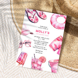 Invitación Cumpleaños de niñas de verano rosa bonito