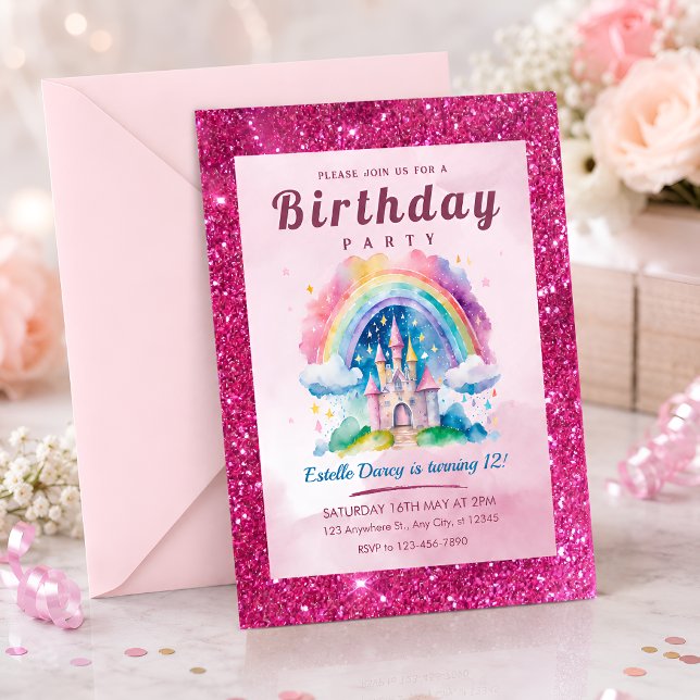 Invitación Cumpleaños de niñas del castillo adorable (Subido por el creador)