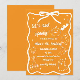 Invitación cumpleaños de niñas doodle de halloween temporada 