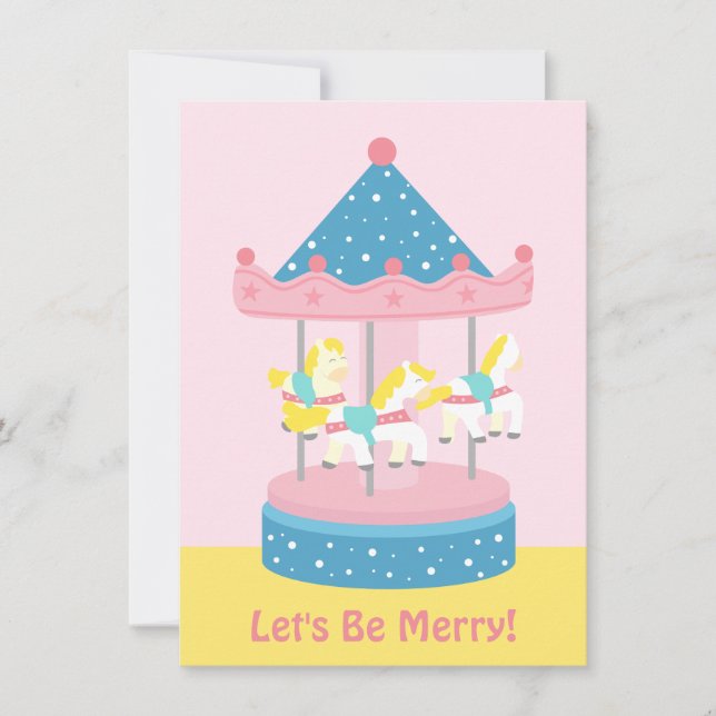Invitación Cumpleaños de niñas en tiovivo (Anverso)