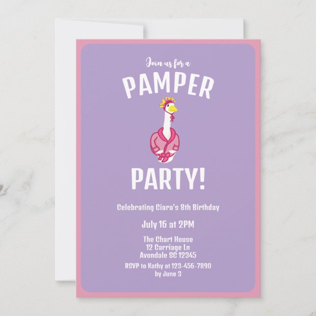 Invitación Cumpleaños de niñas Fiesta de mimos de ganso en el (Anverso)