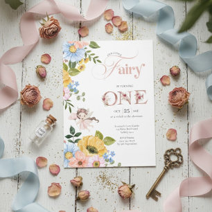 Invitación Cumpleaños de niñas hada mágica jardín floral pixi