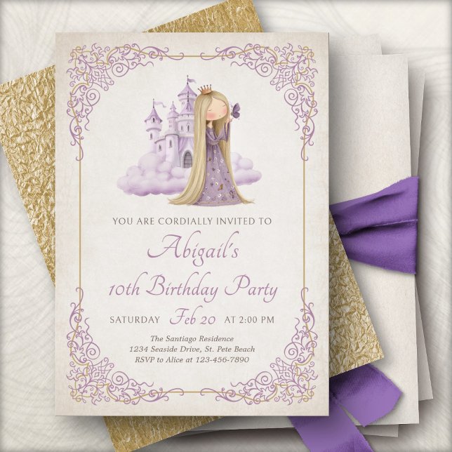 Invitación Cumpleaños de niñas hada princesa púrpura (Subido por el creador)