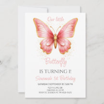 Cumpleaños de niñas lindo mariposa rosa 1er cumple
