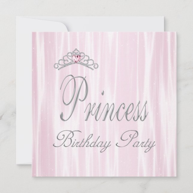 Invitación Cumpleaños de niñas princesa Tiara rosa blanca (Anverso)