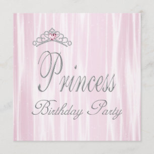 Invitación Cumpleaños de niñas princesa Tiara rosa blanca