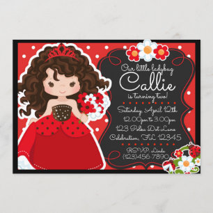 Invitación Cumpleaños de niñas princesas mariquitas