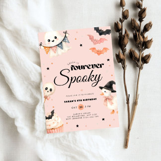 Invitación Cumpleaños de niñas rosa Halloween Fourever espelu