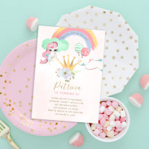 Cumpleaños de niñas unicornio arcoíris rosa y dora