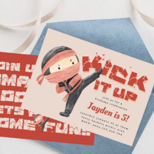 Invitación Cumpleaños de Ninja, Artes Marciales de Karate, ha