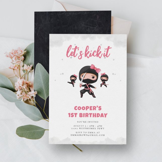 Invitación Cumpleaños de Ninja Rosa (Subido por el creador)