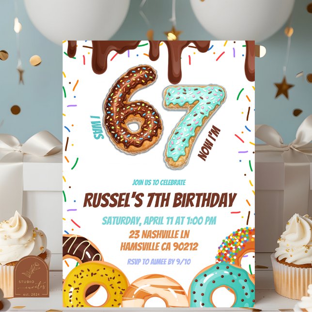 Invitación Cumpleaños de niño 67 fiesta de donut de chocolate (Subido por el creador)