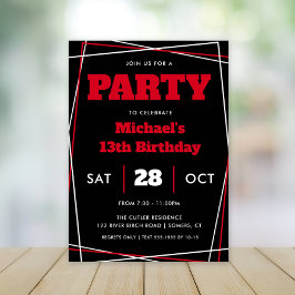 Invitación Cumpleaños de niño adolescente, de 13 años o cualq