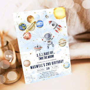 Invitación Cumpleaños de Niño Astronauta Planetas Espacio Ext