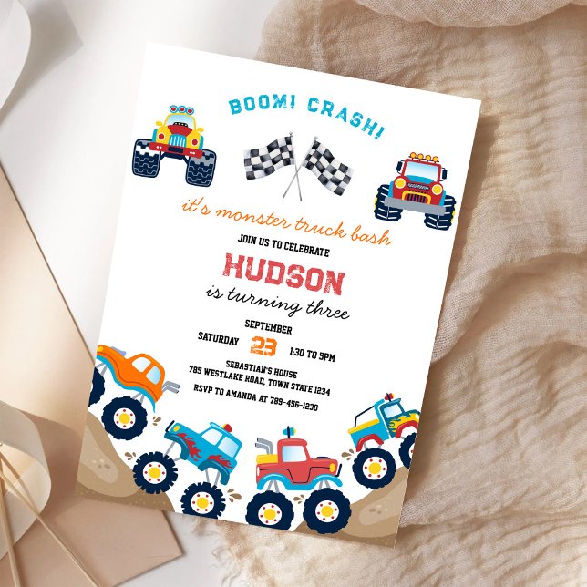 Invitación Cumpleaños de Niño Bash Boom Smash Crash de Camión (Subido por el creador)
