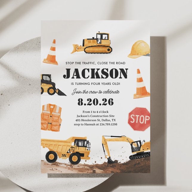 Invitación Cumpleaños de niño con camiones de construcción (Subido por el creador)
