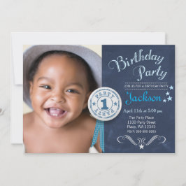 Invitación Cumpleaños de Niño con Pizarra Negra Moderna para