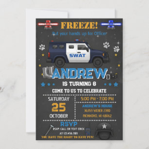 Invitación Cumpleaños de Niño con Policía Personal