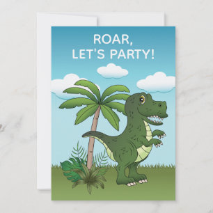 Invitación Cumpleaños de niño con T-rex y Pteranodon Dinosaur