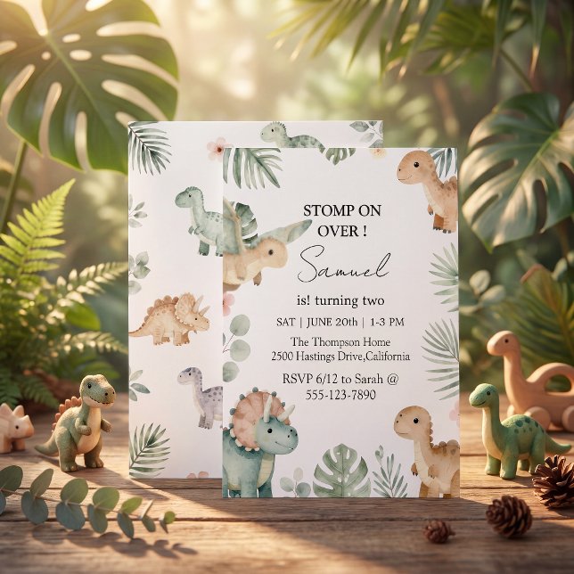 Invitación Cumpleaños de niño con tema de dinosaurio moderno  (Subido por el creador)