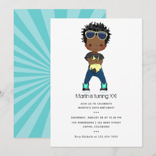 Invitación Cumpleaños de niño con tema de Hip Hop