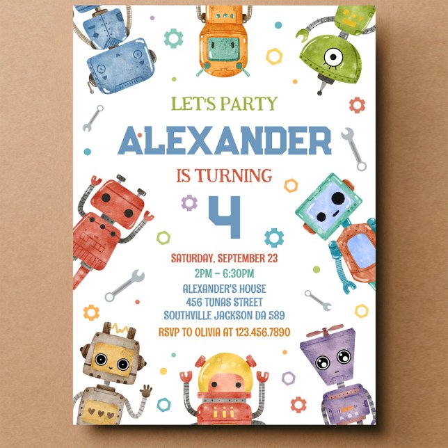 Invitación Cumpleaños de Niño con Tema de Robot (Subido por el creador)